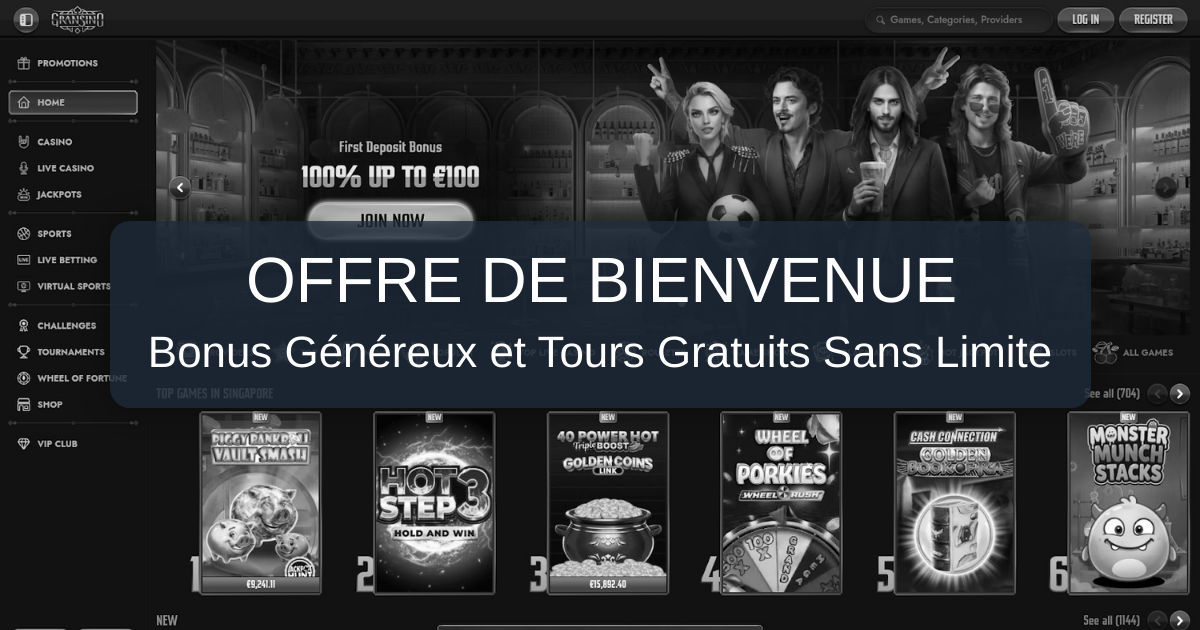 Gransino Casino et les conditions de sa prime sans dépôt